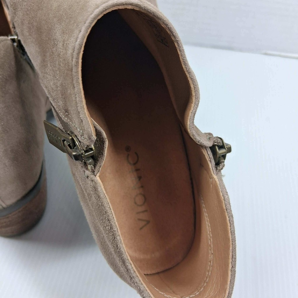 Vionic Cecily Waterproof Suede Ankle Boots Taupe Brown Zipper Booties Womens 7 - Picture 9 of 9